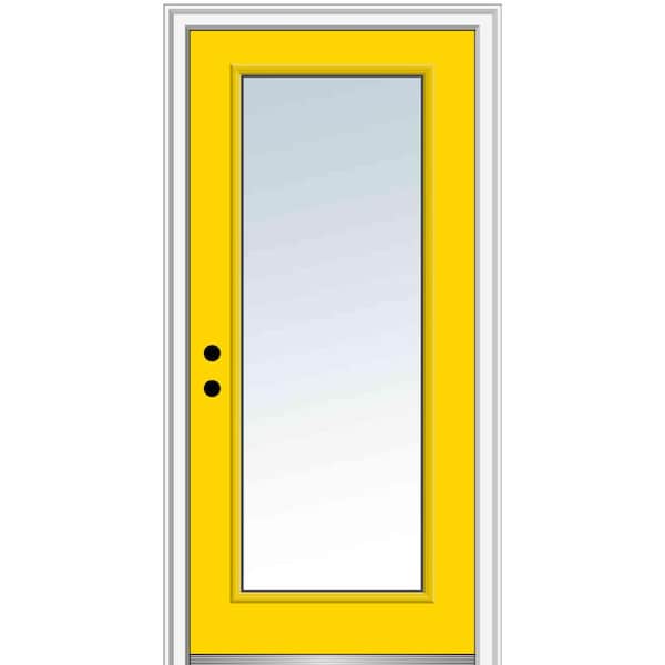 MMI Door 32 in. x 80in. Classic Right-Hand Inswing Full-Lite Clear Painted Fiberglass Smooth Prehung Front Door, 4-9/16 in. Frame