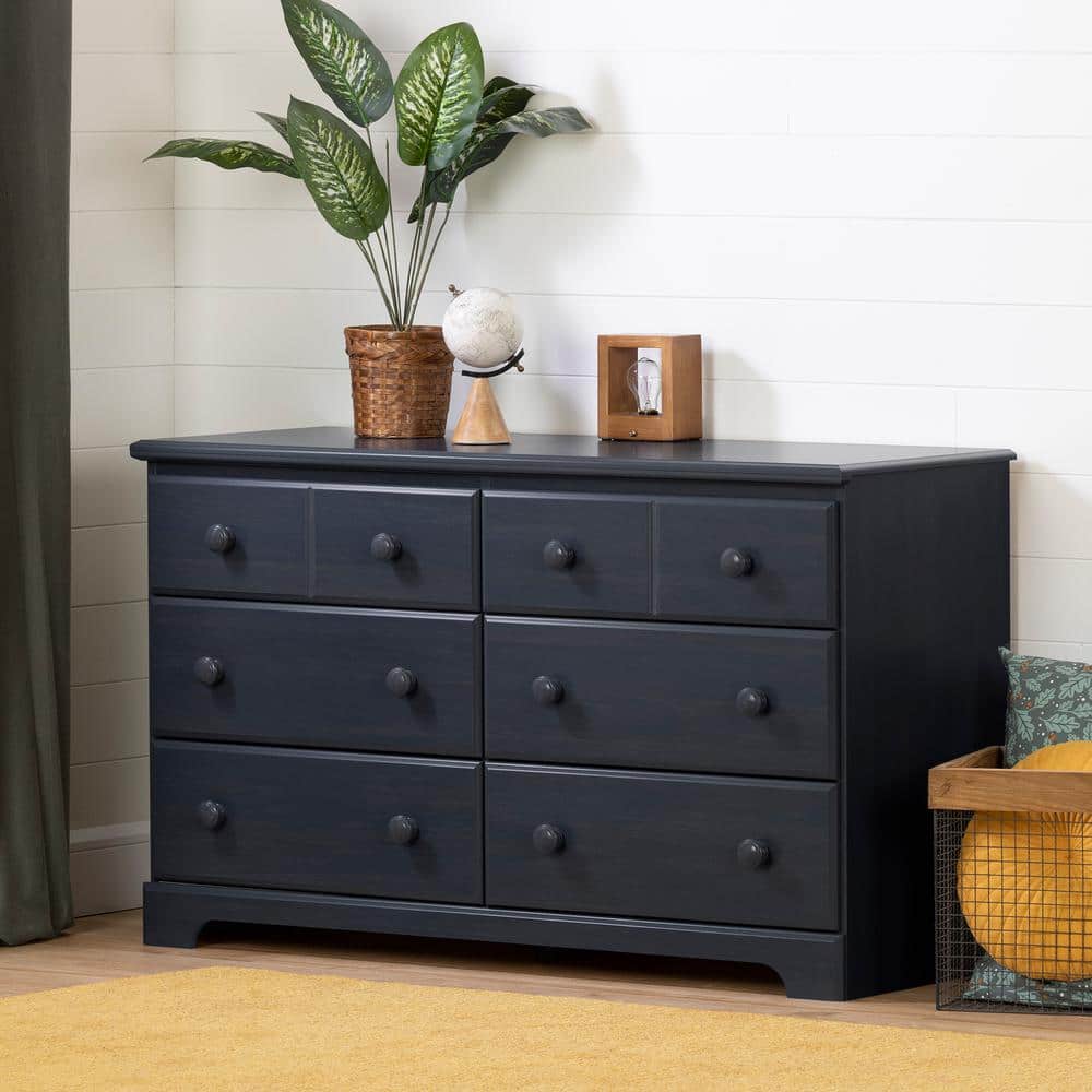 Blueberry Coastal Double Dresser with Six Drawers
