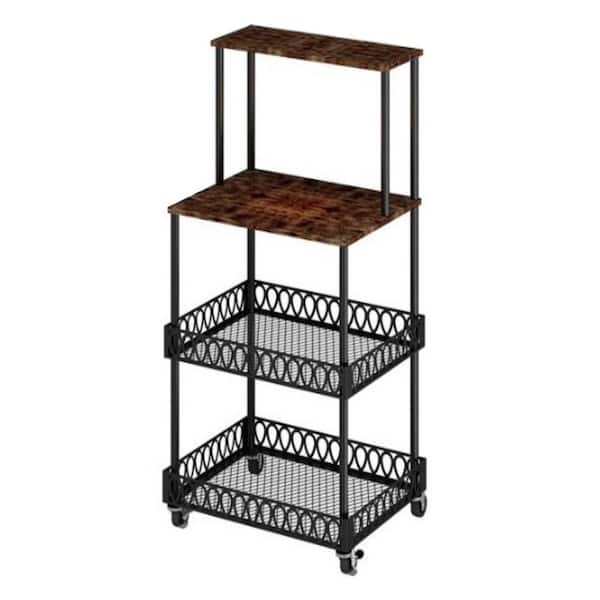 Amucolo 4-Layer Microwave Cookware Organizers Oven Rack, Heavy Duty Steel Freestanding Vertical Bread Rack