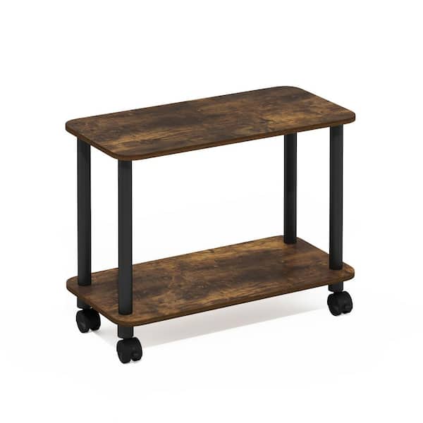 Furinno Turn-N-Tube 23.62 in. Amber Pine/Black RectangleWood Coffee Table with Casters