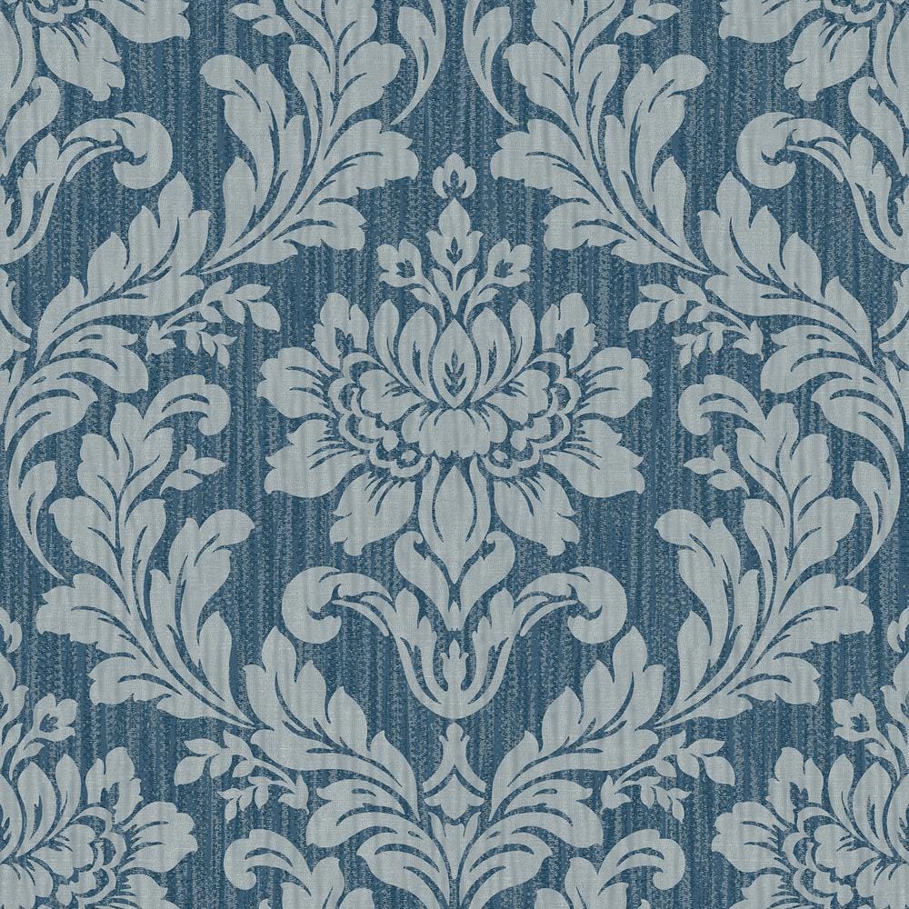 Advantage Galois Blue Damask Vinyl Wallpaper Roll 4025-82511 - The Home ...