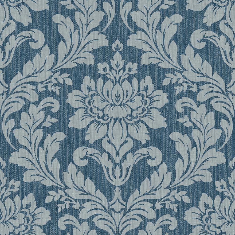 Galois Blue Damask Wallpaper Sample