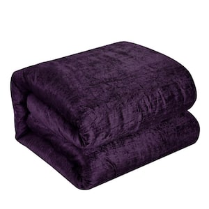 Purple Solid Color Queen Polyester Duvet Cover Set