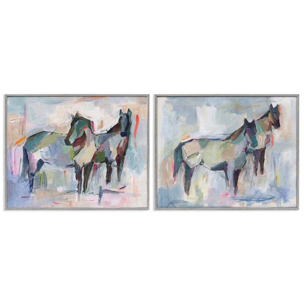 Ambiguous Horse Visages by Ethan Harper 2-Pieces Gray Framed Animal Giclee Art Print 24 in. x 30 in. price history on PriceWatchPro
