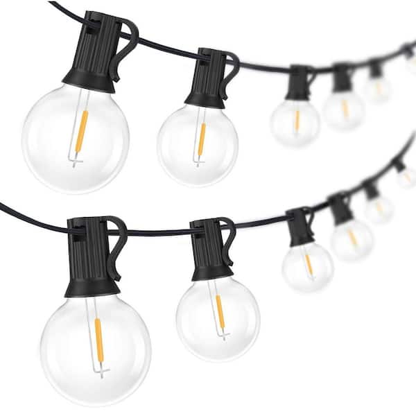 100 ft. Outdoor G40 LED Globe String Lights Dimmable Waterproof Shatterproof Connectable 52 Bulbs 2-Pack