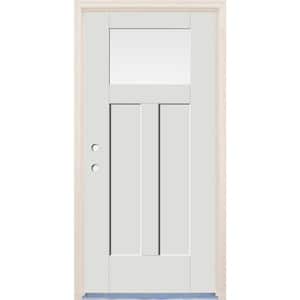 36 in. x 80 in. Right-Hand 1-Lite Alpine Painted Fiberglass Prehung Front Door with 6-9/16 in. Frame and Nickel Hinges