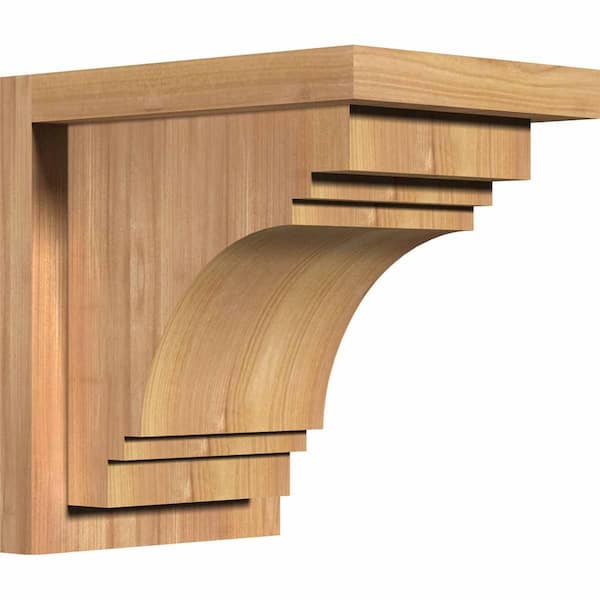 Ekena Millwork 7-1/2 in. x 10 in. x 10 in. Western Red Cedar Pescadero Smooth Corbel with Backplate