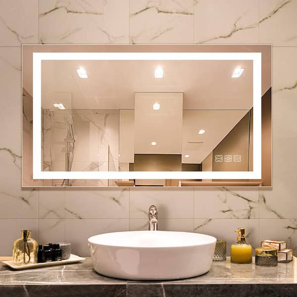 Unbranded 40 in. W x 24 in. H Large Rectangular Frameless Anti-Fog Wall Bathroom Vanity Mirror in Silver