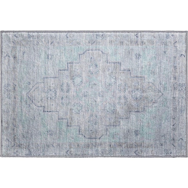 Mayfield Premium Machine Washable Abstract AMF1918 Gray 2 ft. x 3 ft. Accent Rug