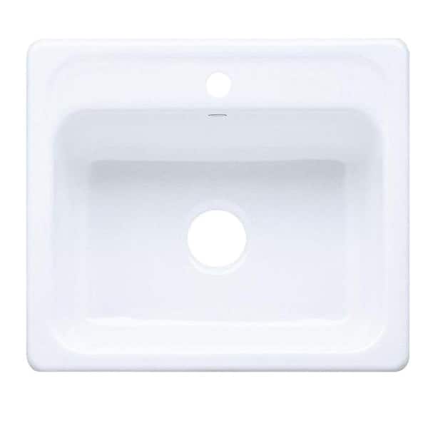 KOHLER Mayfield Drop-In Cast Iron 25 in. 1-Hole Single Bowl Kitchen Sink in White