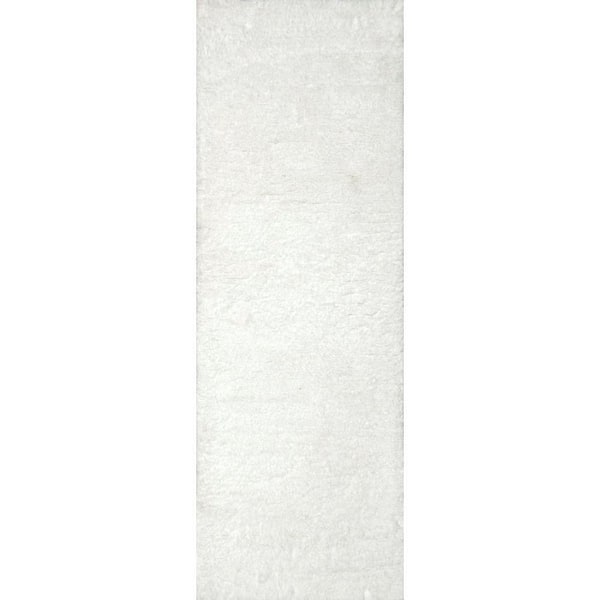 nuLOOM Maginifique Solid Shag Snow 3 ft. x 8 ft. Runner Rug