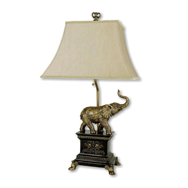 HomeRoots 29 in. Bronze Standard Light Bulb Bedside Table Lamp