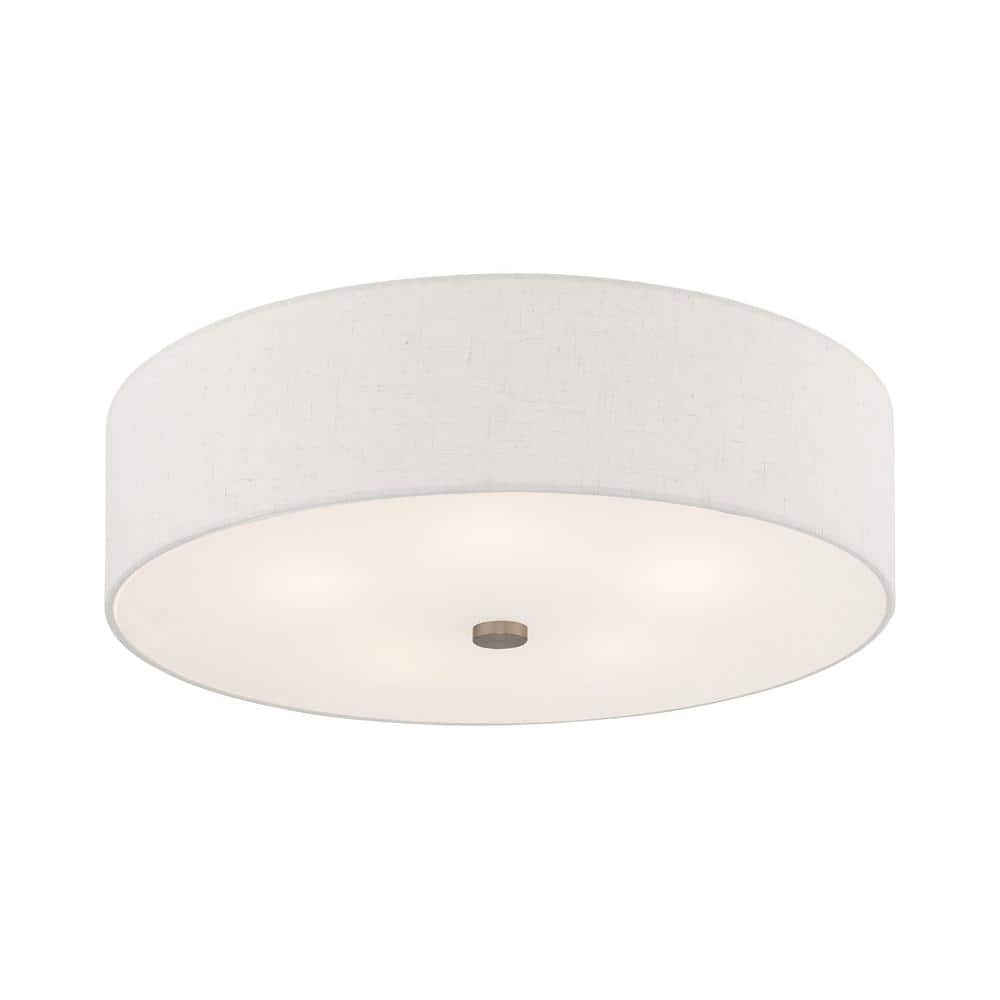 Contemporary Indoor/Outdoor 5-Light Brushed Nickel Drum Ceiling Fixture