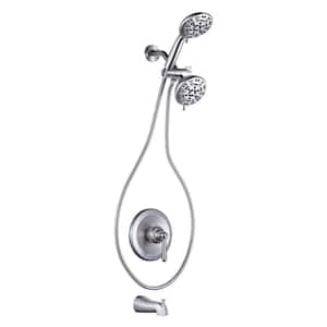 Single Handle 7-Spray Tub and Shower Faucet 1.8 GPM with Handheld Shower in Brushed Nickel (Valve Included)