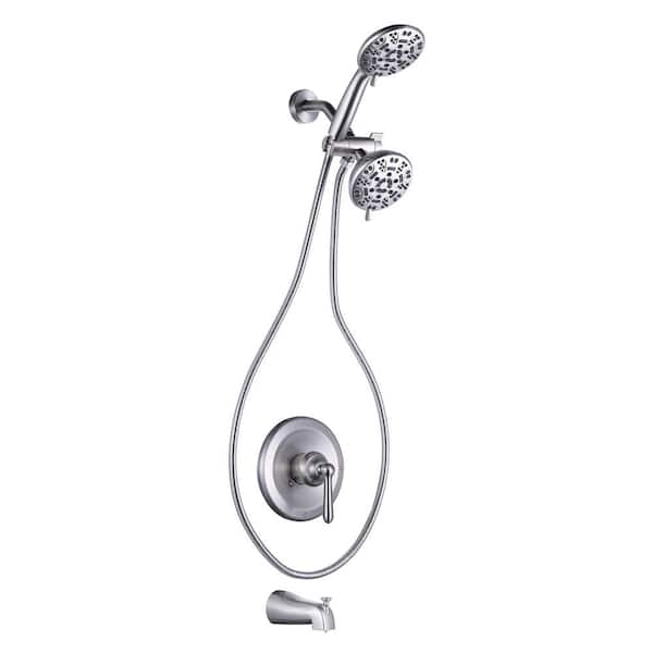 WOWOW Single Handle 7-Spray Tub and Shower Faucet 1.8 GPM with Handheld Shower in Brushed Nickel (Valve Included)