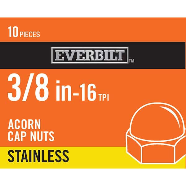 Everbilt 3/8 in.-16 Stainless Steel Cap Nut (10-Pack)