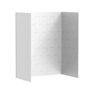 Aspirations 60 in. W. x 72 in. H x 36 in. D 4-Piece Glue Up Alcove Tub Surround in White Stacked Tile