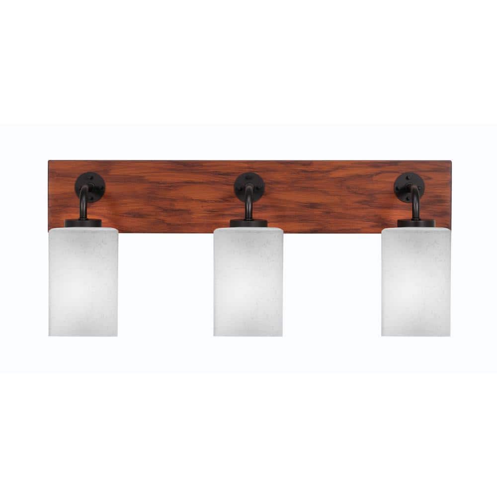 Kirby 26 in. 3-Light Matte Black and Painted Wood-look Metal Vanity ...
