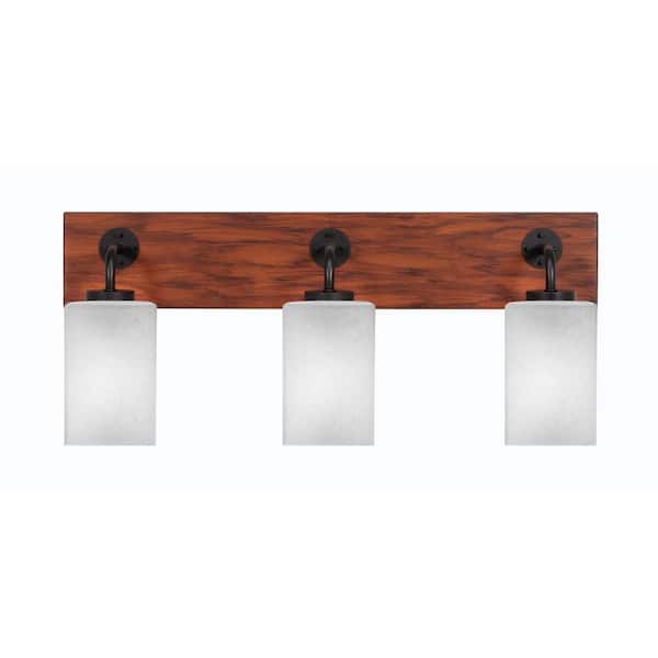 Unbranded Kirby 26 in. 3-Light Matte Black and Painted Wood-look Metal Vanity Light