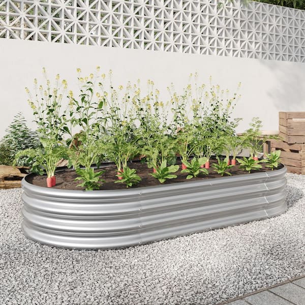 コロ付きメタルガーデンベッド 70.86 in. L Silver Metal Raised Beds XB840101952 - The Home Depot