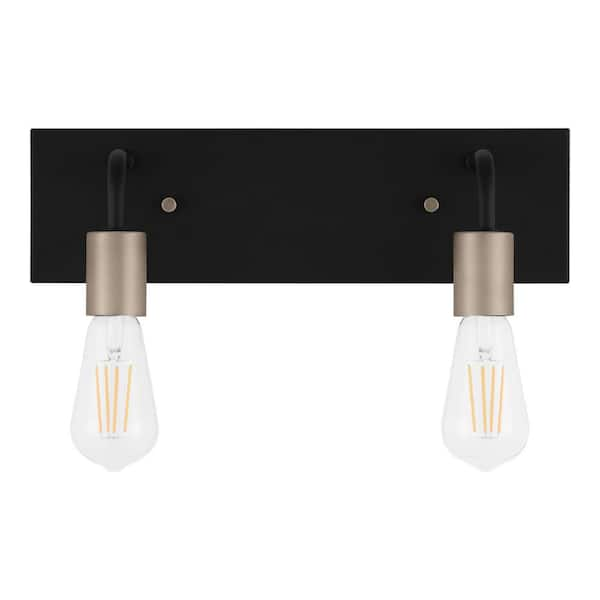 Hampton Bay Northvale 14.5 in. 2-Light Matte Black Industrial Bathroom Vanity Light