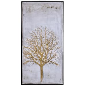 Vera Framed Nature Wall Art 48 in. x 25 in. Golden Silhouette