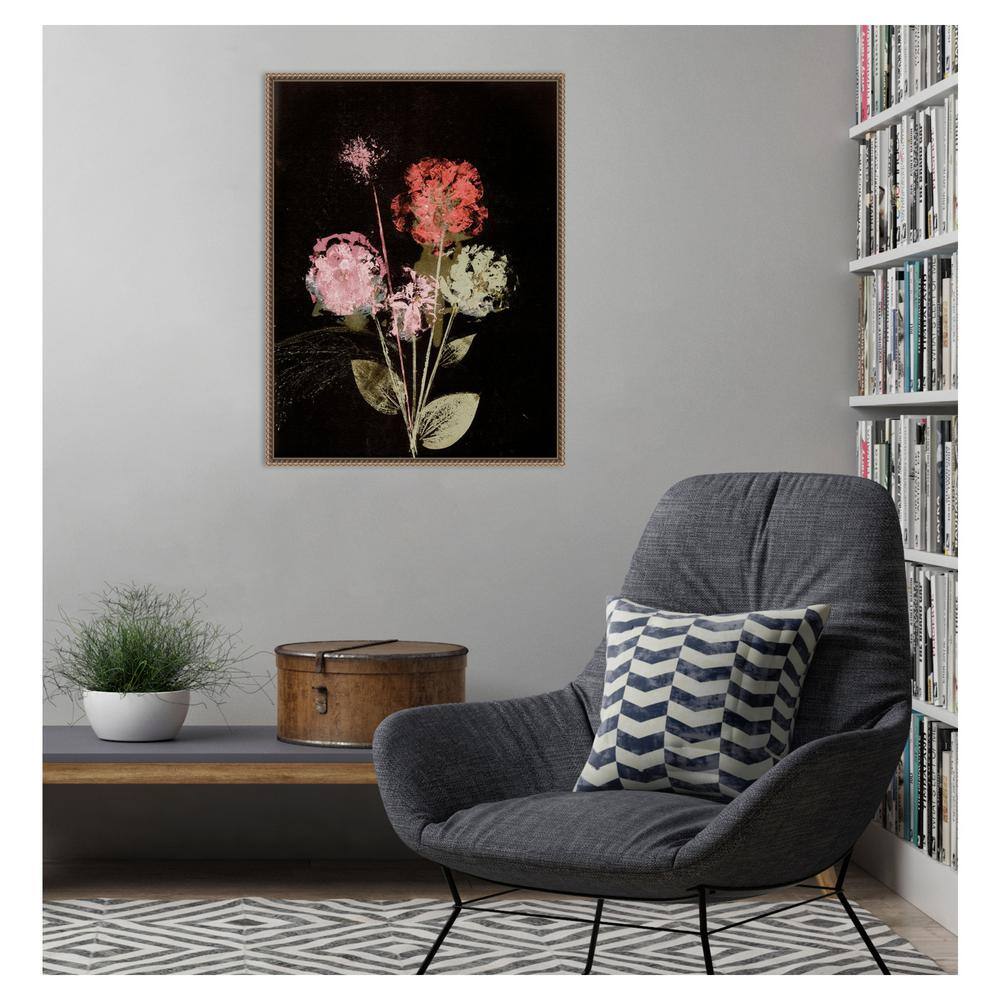 Large Beaded Framed Abstract Floral Canvas Wall Art