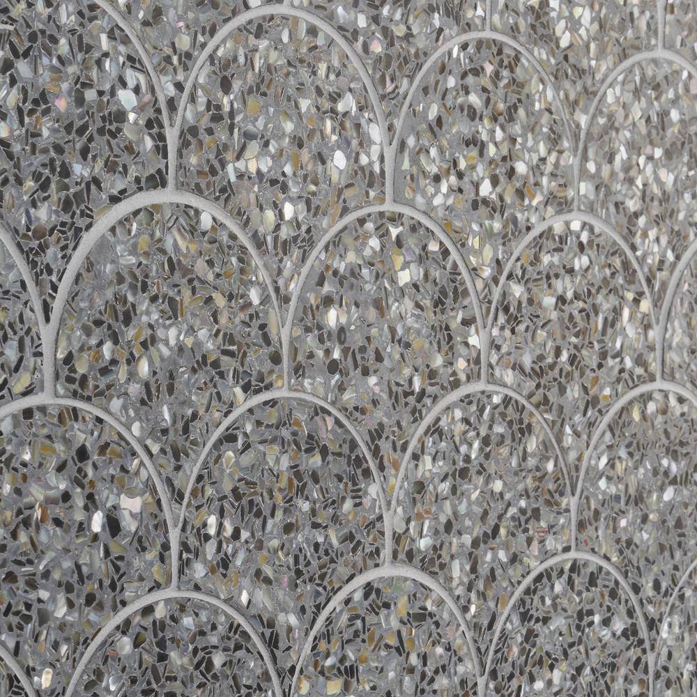 Gray Iridescent Polished Mosaic Fish Scale Tile