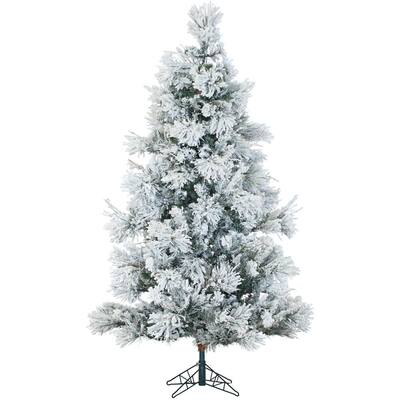 7.5 ft. Pre-lit LED Flocked Snowy Pine Artificial Christmas Tree with 650 Multi-Color Lights