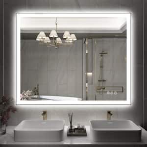 40 in. W x 32 in. H Rectangular Aluminum Framed Backlit and Front Light LED Wall Mounted Bathroom Vanity Mirror in Black