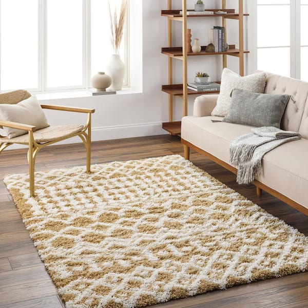Briar Gold Sand Shag 9 ft. x 12 ft. Indoor Area Rug