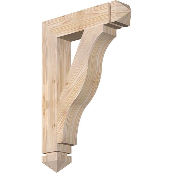 Ekena Millwork 3.5 in. x 26 in. x 18 in. Douglas Fir Funston Arts and Crafts Smooth Bracket