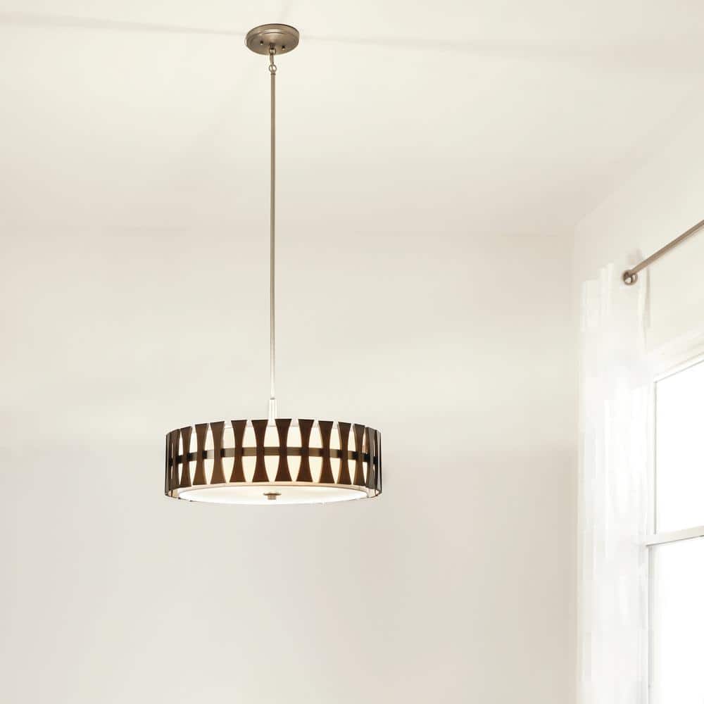 Cirus 4-Light Auburn Stain Contemporary Shaded Kitchen Convertible Pendant Hanging Light to Semi-Flush price history on PriceWatchPro