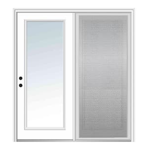 60 in. x 80 in. Full Lite Primed Steel Stationary Patio Glass Door Panel with Screen