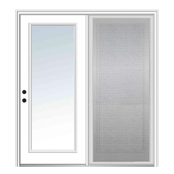 MMI Door 68 in. x 80 in. Full Lite Primed Steel Stationary Patio Glass Door Panel with Screen