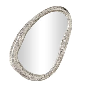 35 in. x 23 in. Oval Framed Silver Abstract Wall Mirror