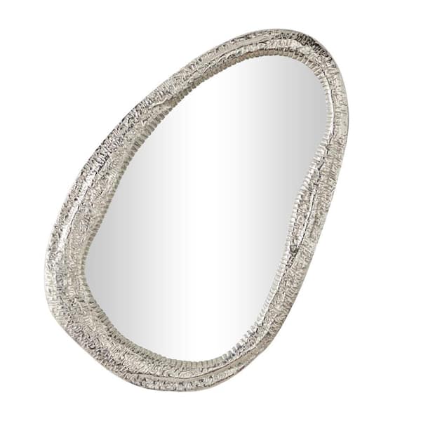 Litton Lane 35 in. x 23 in. Oval Framed Silver Abstract Wall Mirror
