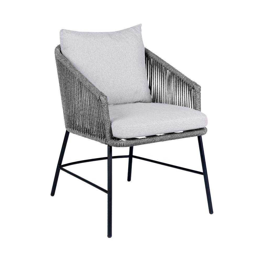 8-Person Dark Eucalyptus Wood and Gray Rope Outdoor Dining Set