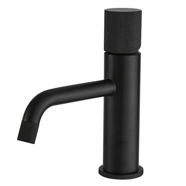 Single Handle Single Hole Bathroom Faucet with Valve Modern Deck Mounted Brass Bathroom Basin Taps in Matte Black