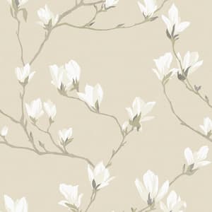 Magnolia Grove Natural Unpasted Removable Wallpaper Sample