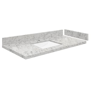 Silestone 37 in. W x 22.25 in. D Quartz White Rectangular Single Sink Vanity Top in Pietra