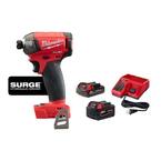 M18 FUEL SURGE 18V Lithium-Ion Brushless Cordless 1/4 in. Hex Impact Driver w/One 5.0Ah and One 2.0Ah Battery Charger