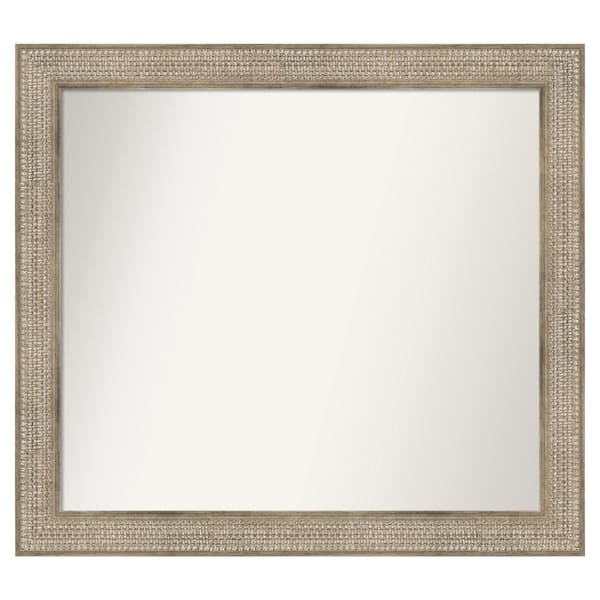 Amanti Art Trellis Silver 40 in. x 36 in. Custom Non-Beveled Wood Framed Bathroom Vanity Wall Mirror