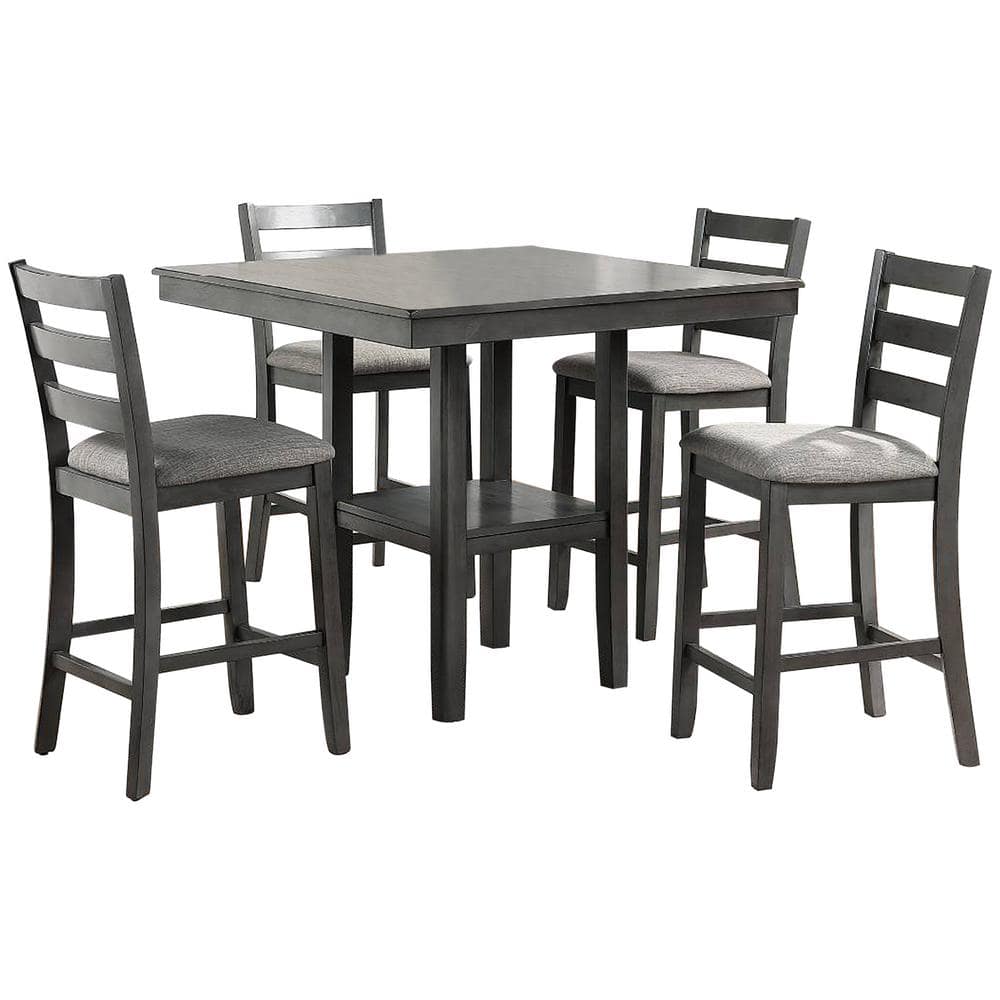 Worldwide Lambert 40 in. Square Gray Oak Counter Height 5PC