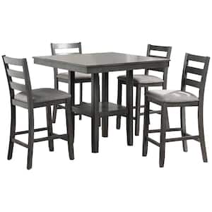Lambert 40 in. Square Gray Oak Counter Height 5-PC Dining Set