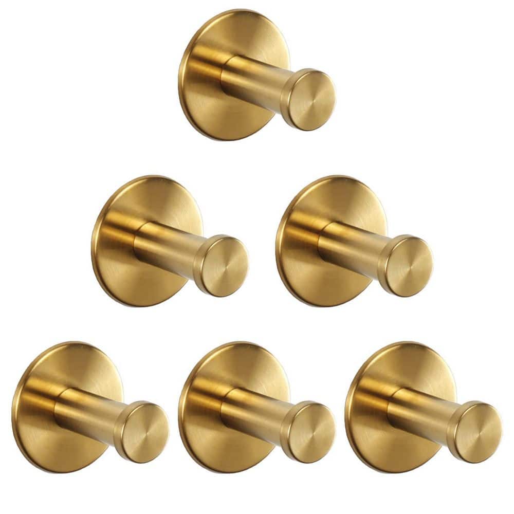2 in Self-Adhesive 6-Pack Stainless Steel Robe and Towel Hooks, No-Drill Wall Hangers, SUS 304 Gold Bath price history on PriceWatchPro