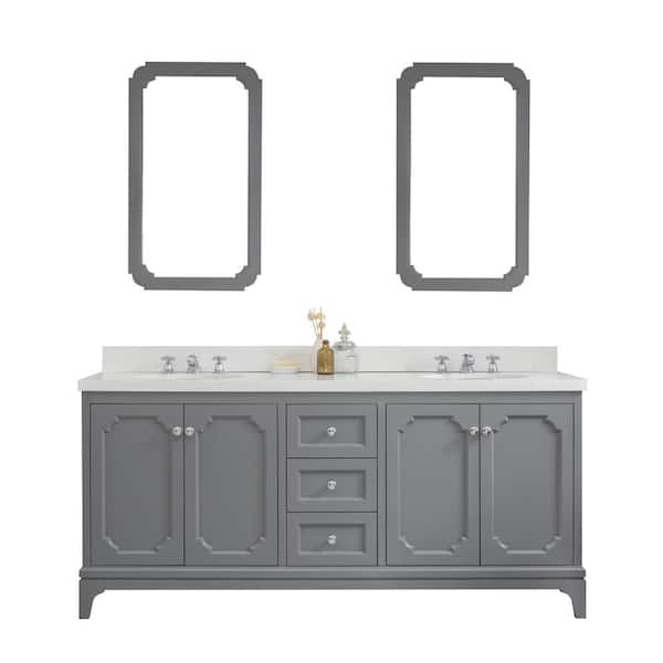 Water Creation Queen 72 In Cashmere, 72 Inch White Bathroom Vanity With Quartz Top