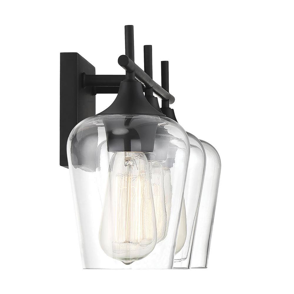 Octave Black and Clear Glass 3-Light Vanity Fixture