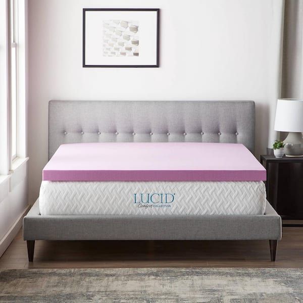 Lucid Comfort Collection 3 Inch Lavender And Aloe Infused Memory Foam Topper King Hdlu30kk30vt The Home Depot
