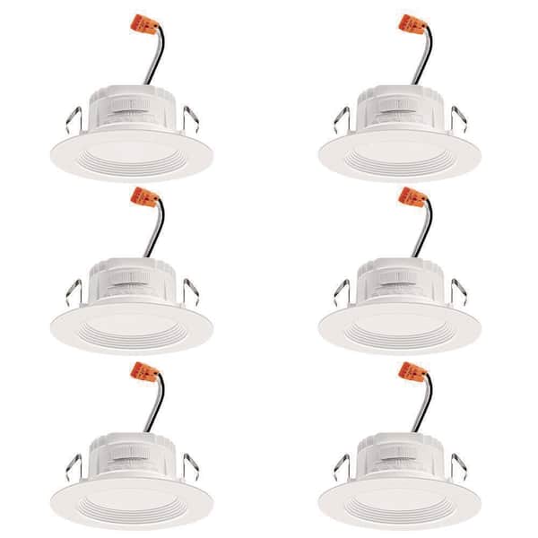 Juno Contractor Select RetroBasics 4 in. Selectable CCT Integrated LED Retrofit White Recessed Light Trim (6-Pack)